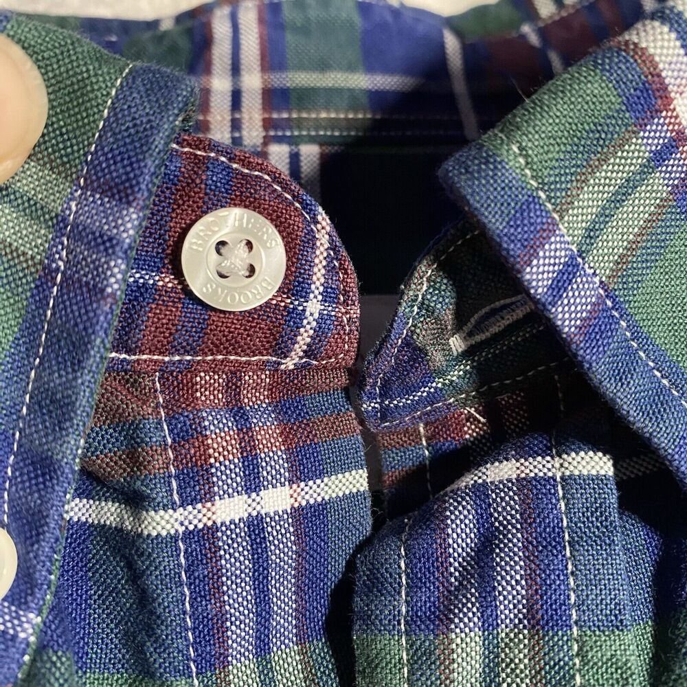 Brooks Brothers Button Down Plaid Shirt Blue Green Red Cotton Classic Men's XL - Picture 4 of 9